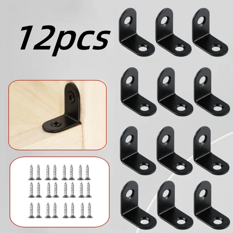 Used Furniture Hardware - 12 szt. czarnych metalowych wsporników kątowych
