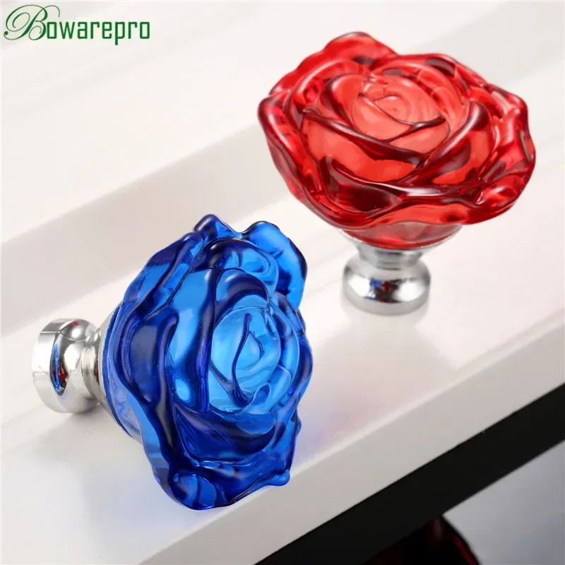 Furniture Hardware Kit - Bowarepro 50MM kryształowa róża szklany uchwyt