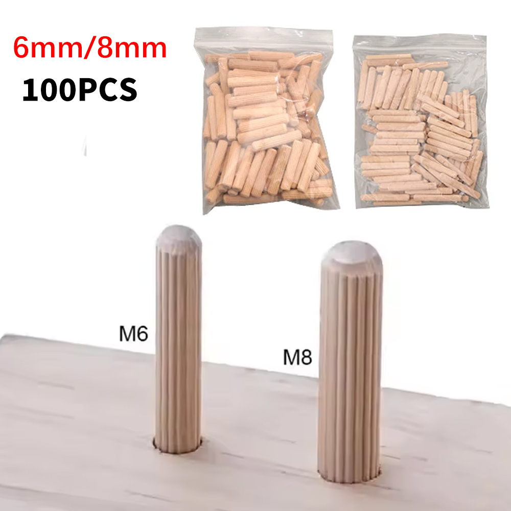 Furniture Joinery Hardware - Drewniane kołki dystansowe 6/8mm, rowkowane, z
