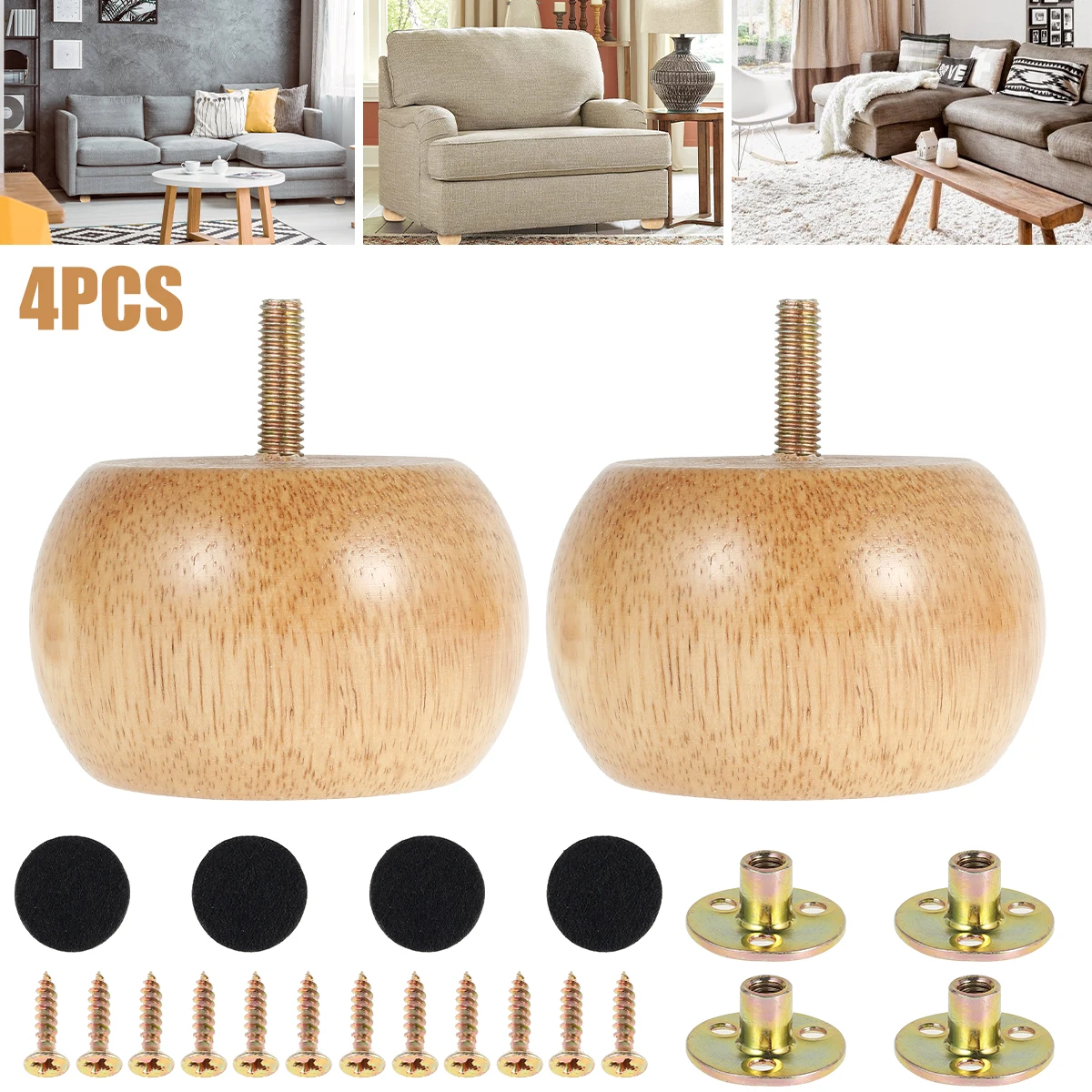 4/8 szt. Nóżki do mebli, drewn – Furniture Leg Set recenzja i cena