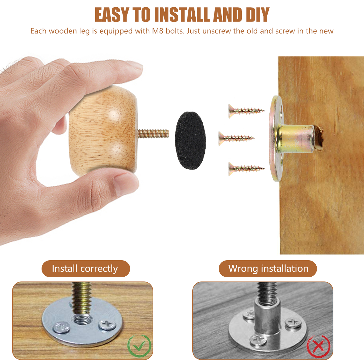 4/8 szt. Nóżki do mebli, drewn – Furniture Leg Set recenzja i cena