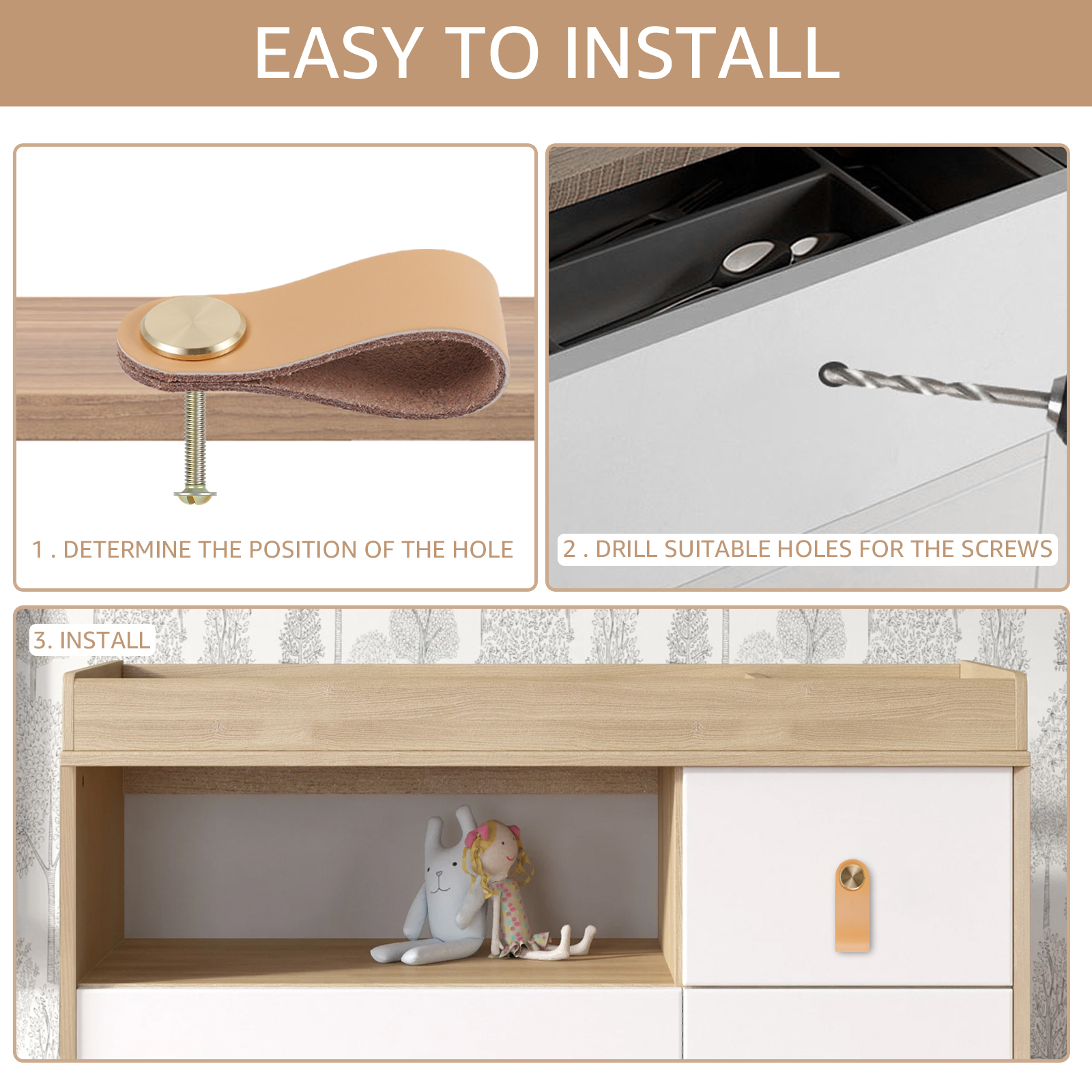 12/6 szt. Skórzane uchwyty do  – Furniture Hardware Drawer Pulls recenzja i cena